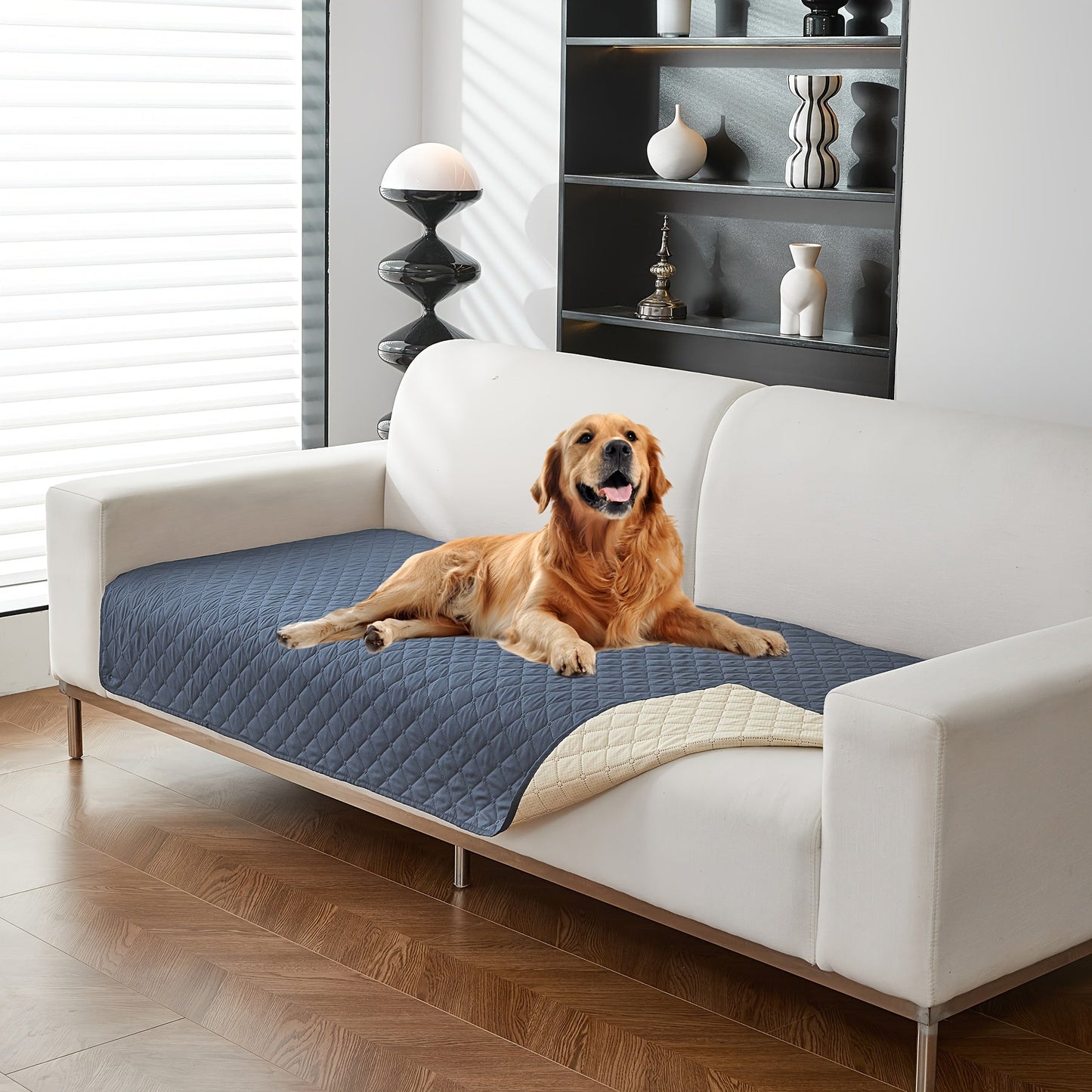 1pc Waterproof Solid Color Plaid Non-Slip Pet Sofa Cover, Machine Washable Blanket for All Season Protection, Suitable for Cats, Dogs, and Small Animals