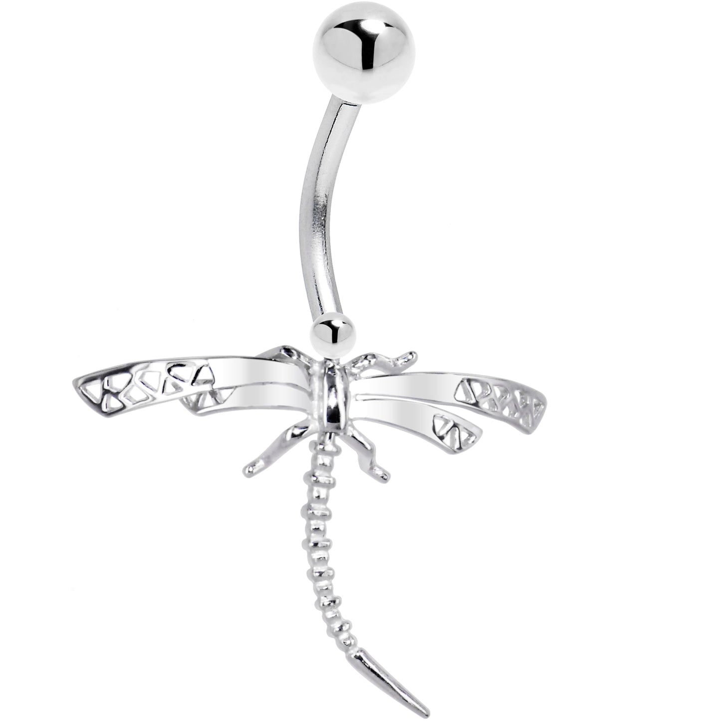 16G Solid 14K White Gold Dragonfly Belly Ring