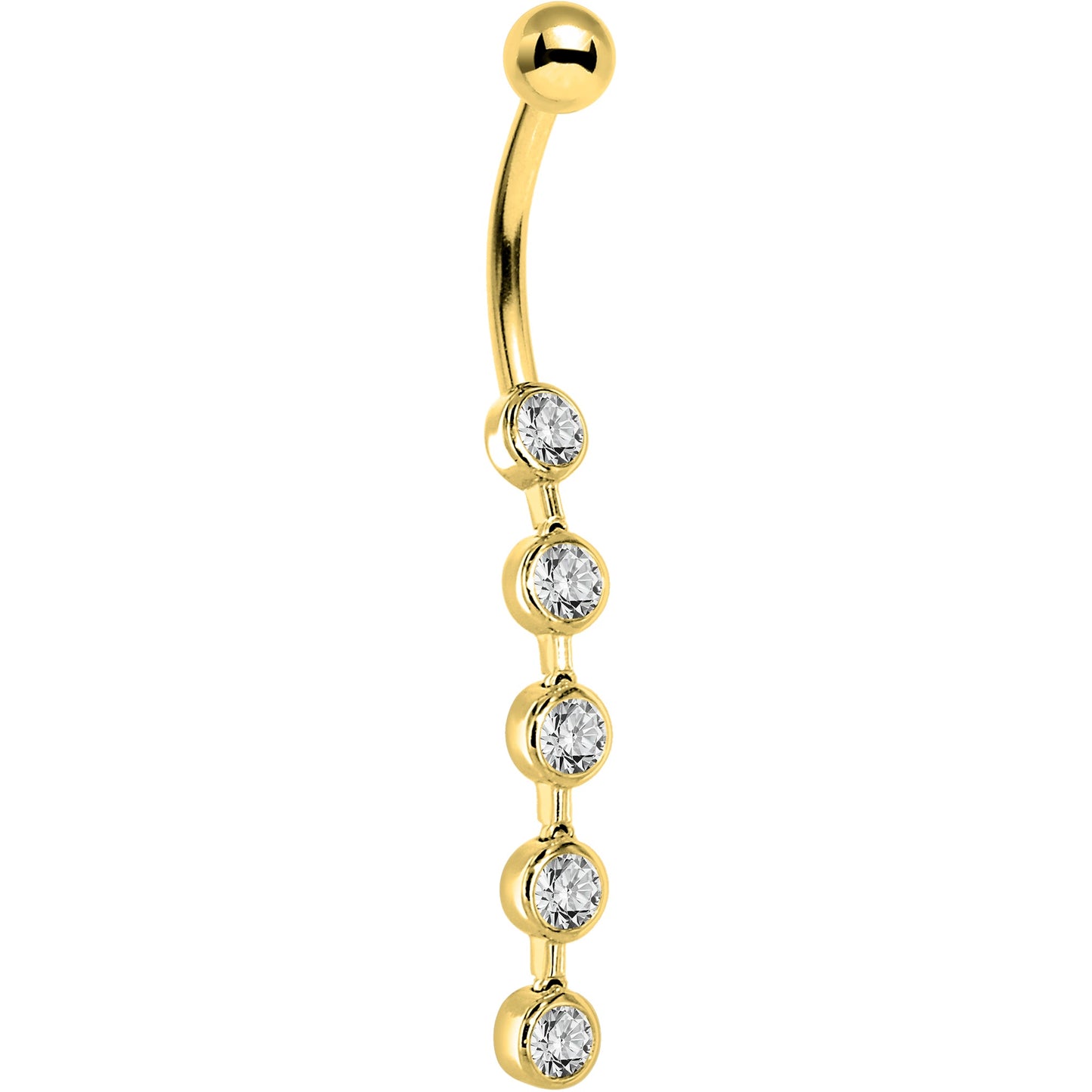16G Solid 14K Yellow Gold Paragon Cubic Zirconia Drop Belly Ring