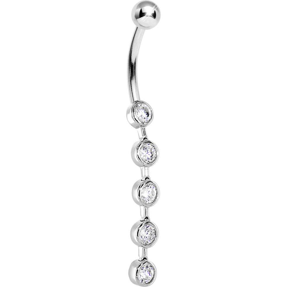 16G Solid 14K White Gold PARAGON Cubic Zirconia Drop Belly Ring