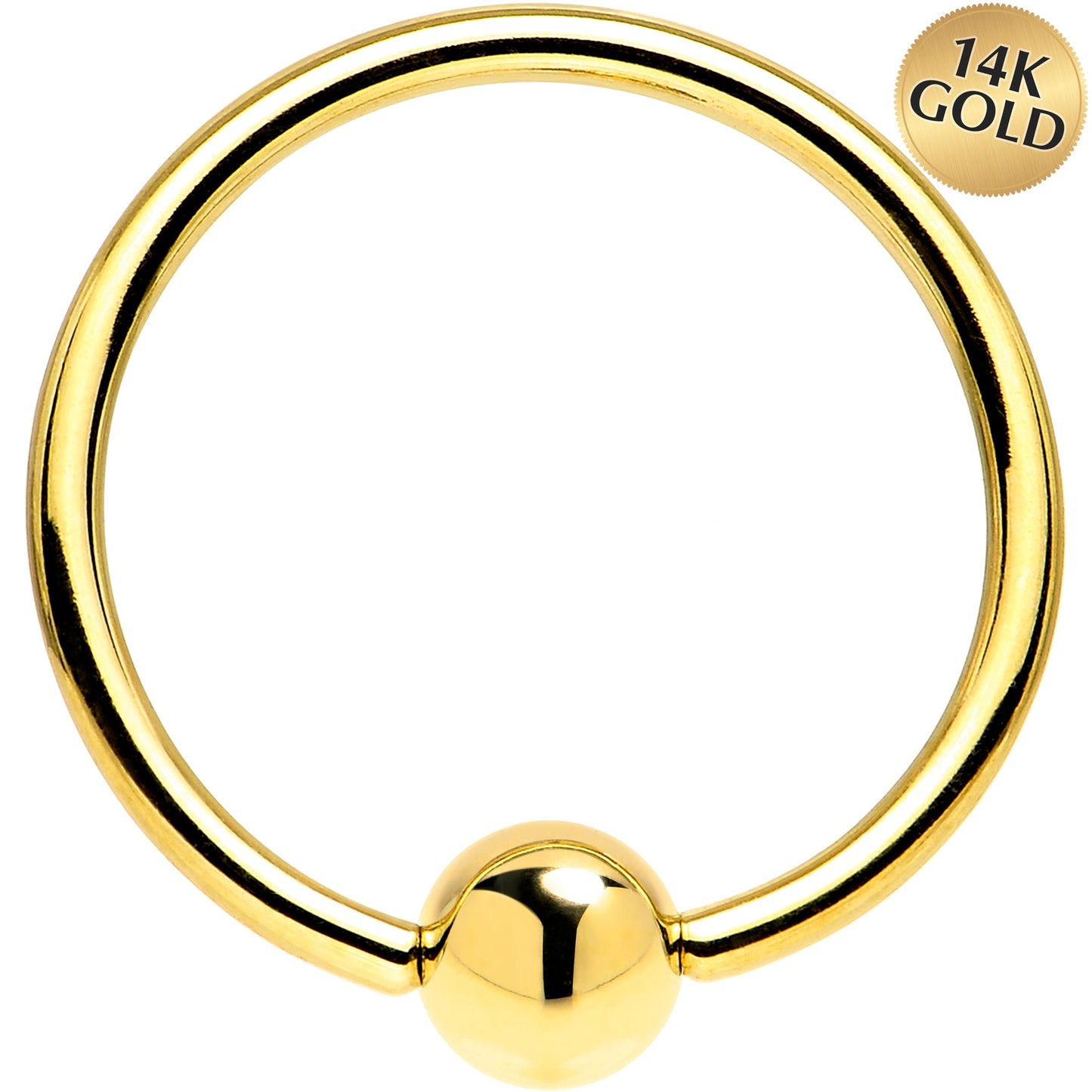 16G 9/16 Solid 14K Yellow Gold BCR Captive Ring