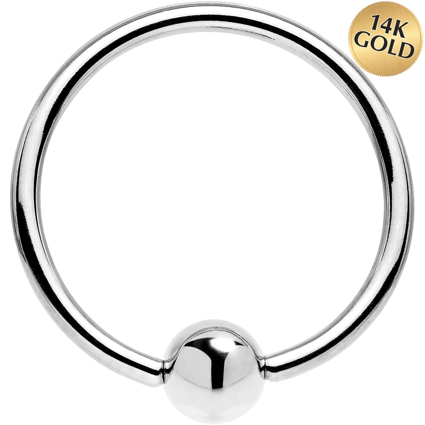 16G 9/16 Solid 14K White Gold BCR Captive Ring