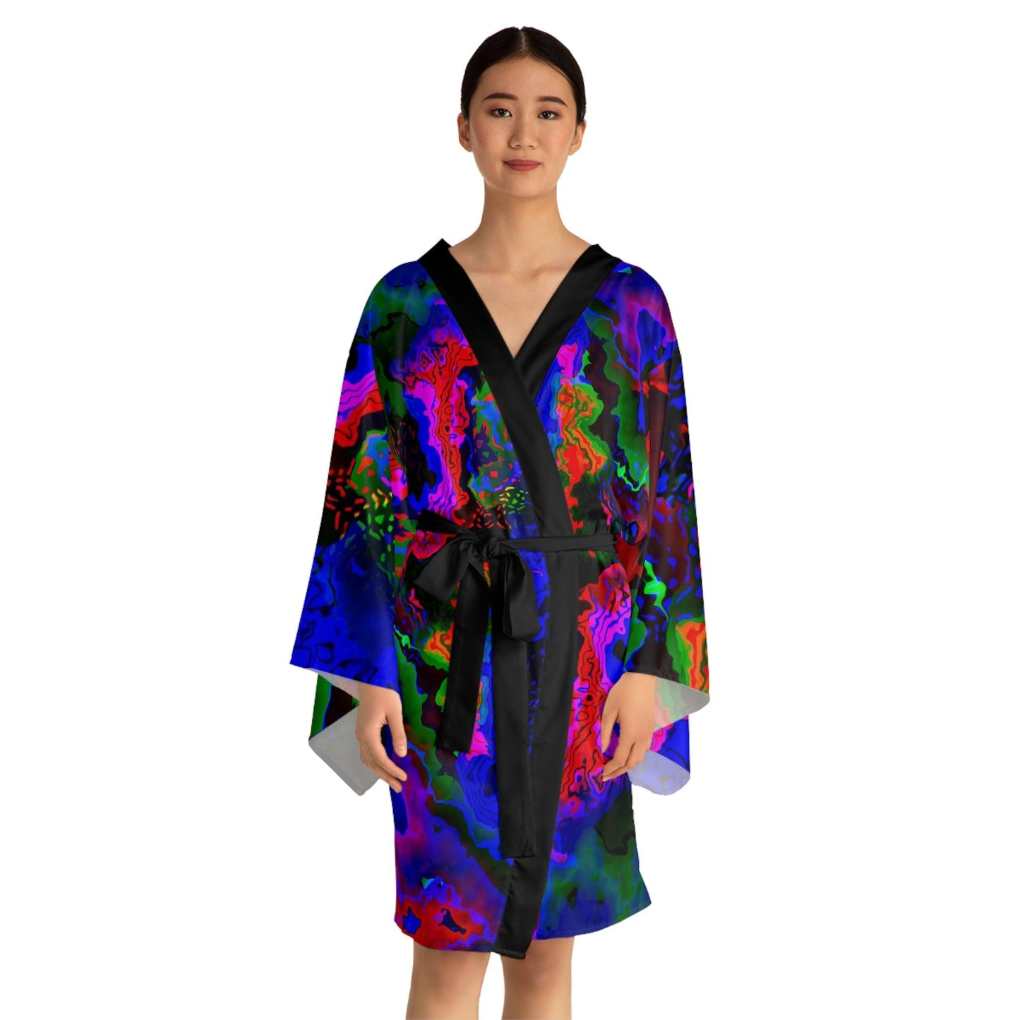 Rainbow in the Darkness Long Sleeve Kimono Robe - Lizard Vigilante