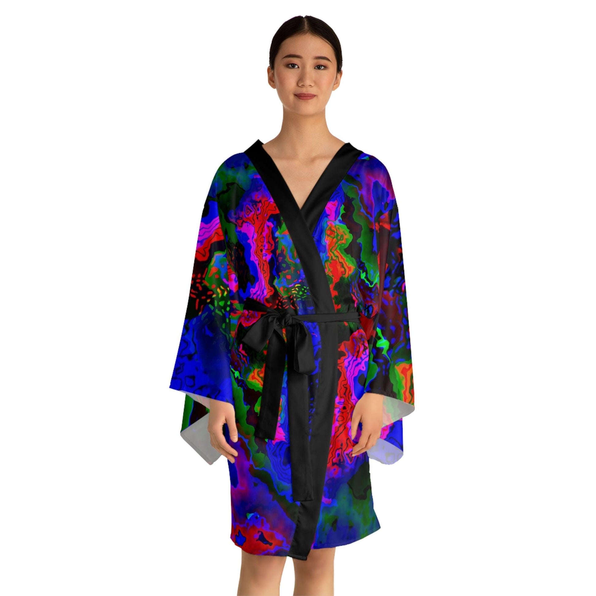 Rainbow in the Darkness Long Sleeve Kimono Robe - Lizard Vigilante