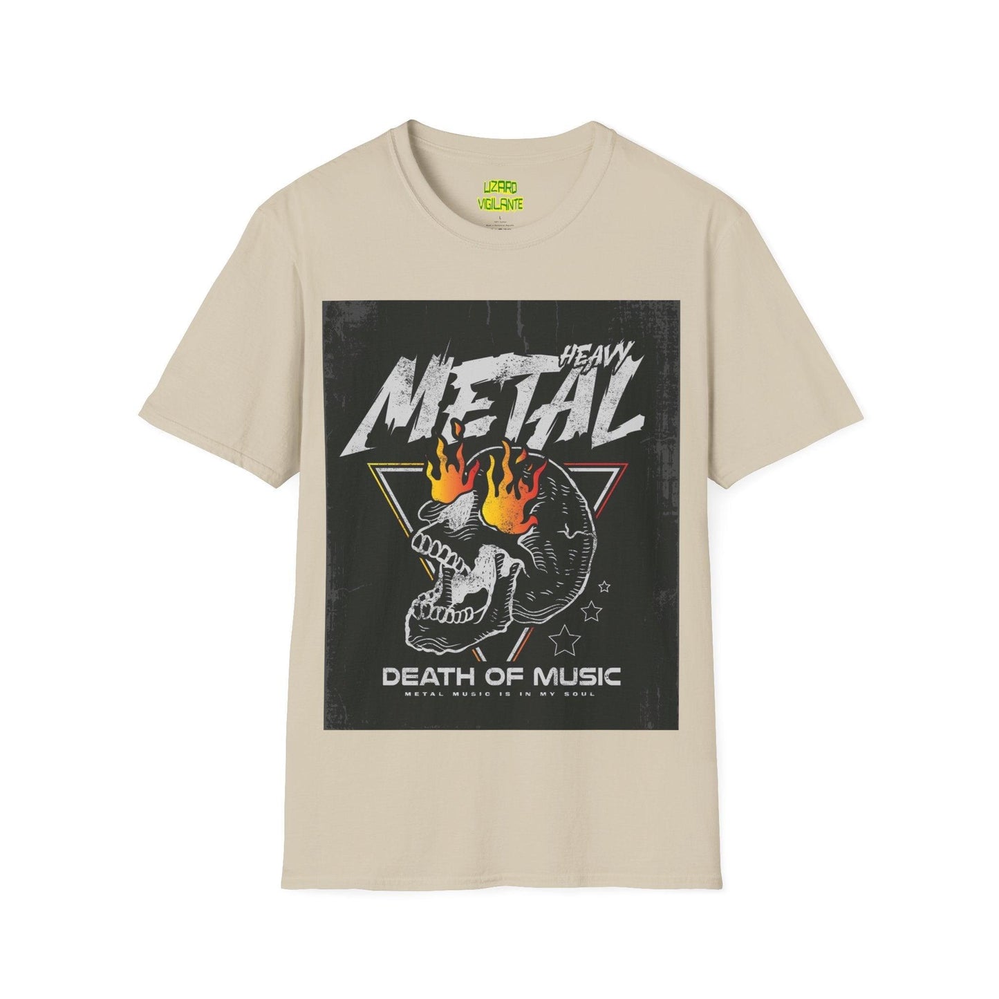 Heavy Metal Death Of Music Unisex Softstyle T-Shirt - Lizard Vigilante