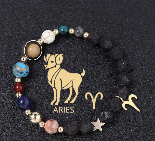 Natural Volcanic Rock Twelve Constellations Bracelets Fashion European And American Style
