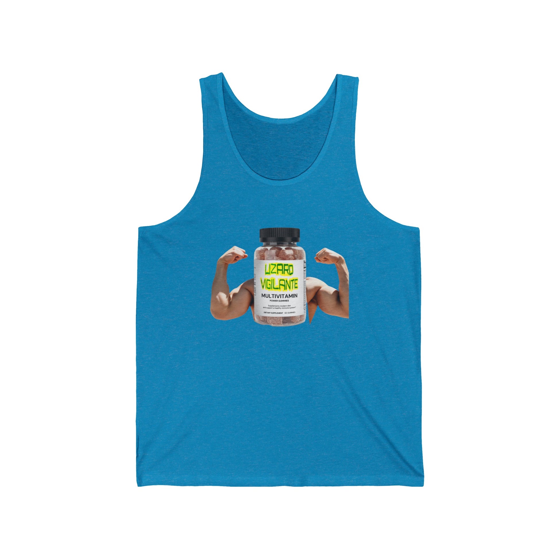 Lizard Vigilante MultiVitamins Muscle Man Unisex Jersey Tank Top - Lizard Vigilante