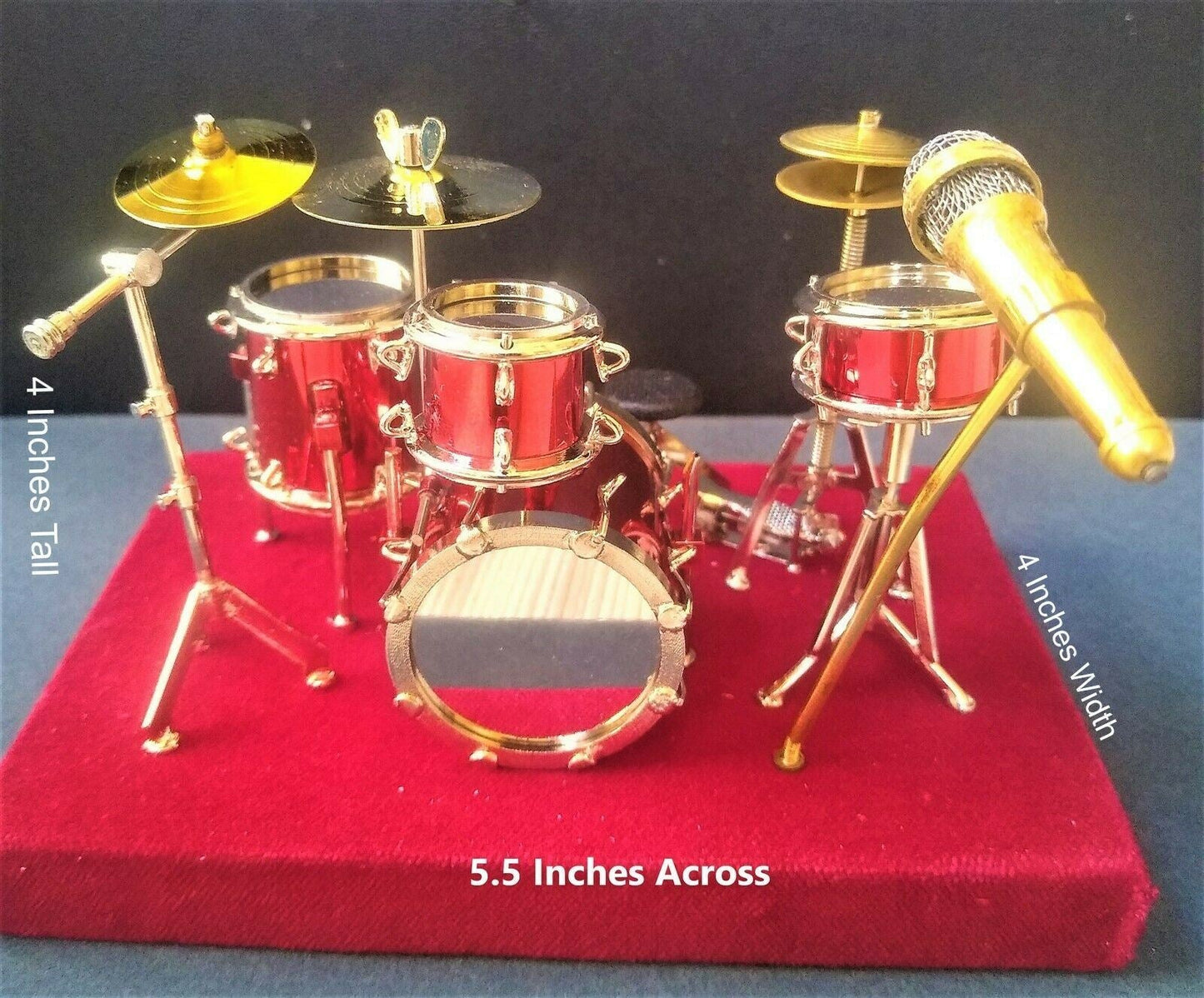 Miniature 4-5.5 Inch Replica Metal Drum Set - RED ~New~