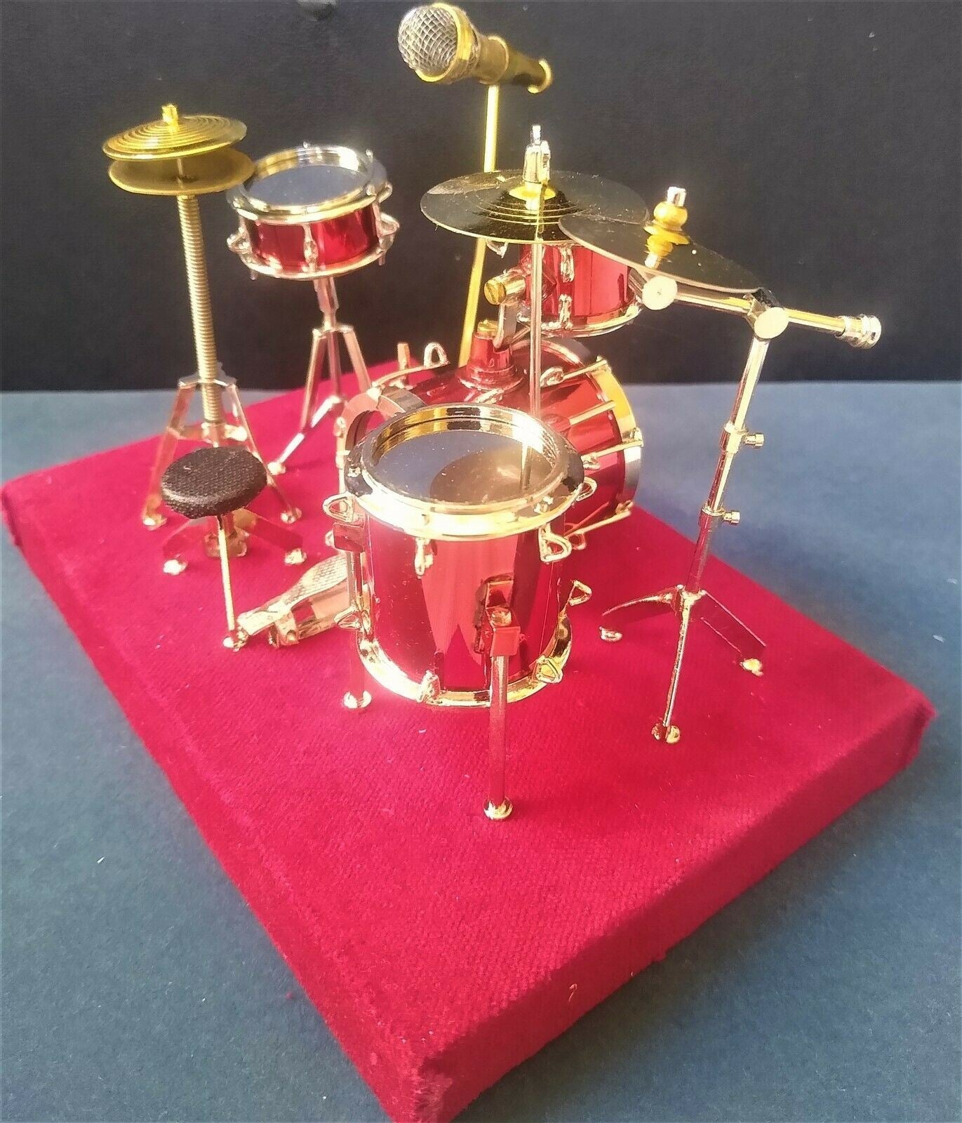 Miniature 4-5.5 Inch Replica Metal Drum Set - RED ~New~