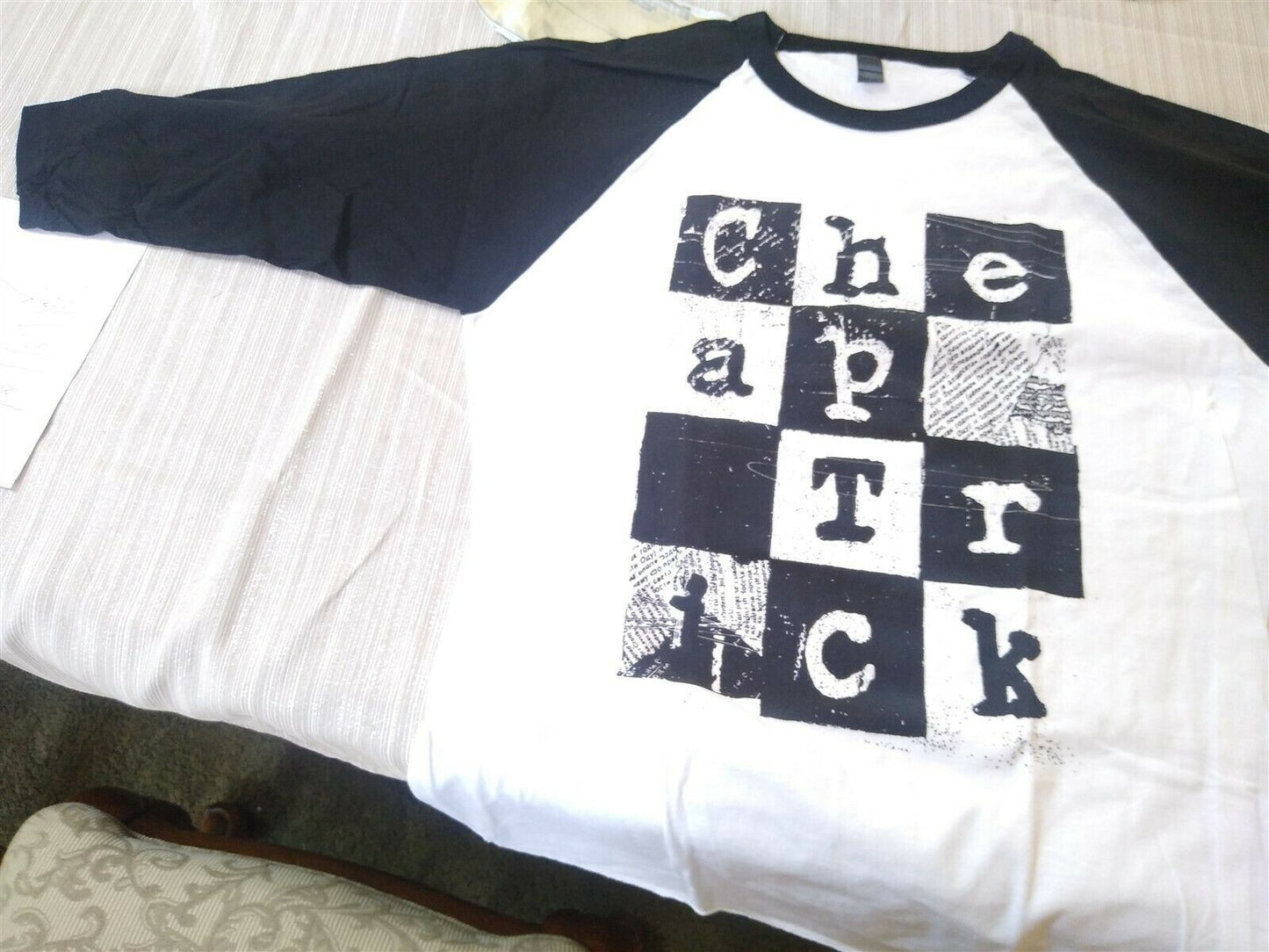 CHEAP TRICK -Checkered 3/4 sleeve Jersey T-shirt ~Never Worn~ M