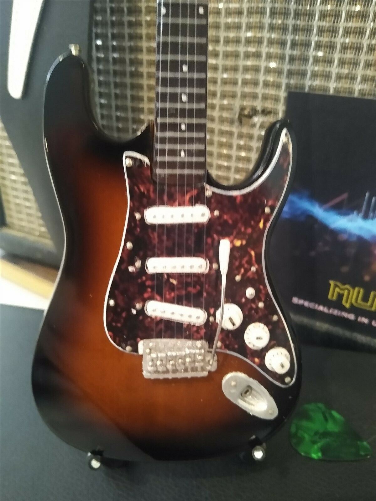 Fender Sunburst Strat w/ Tortoise Pickguard 1:4 Scale Replica Guitar ~Axe Heaven