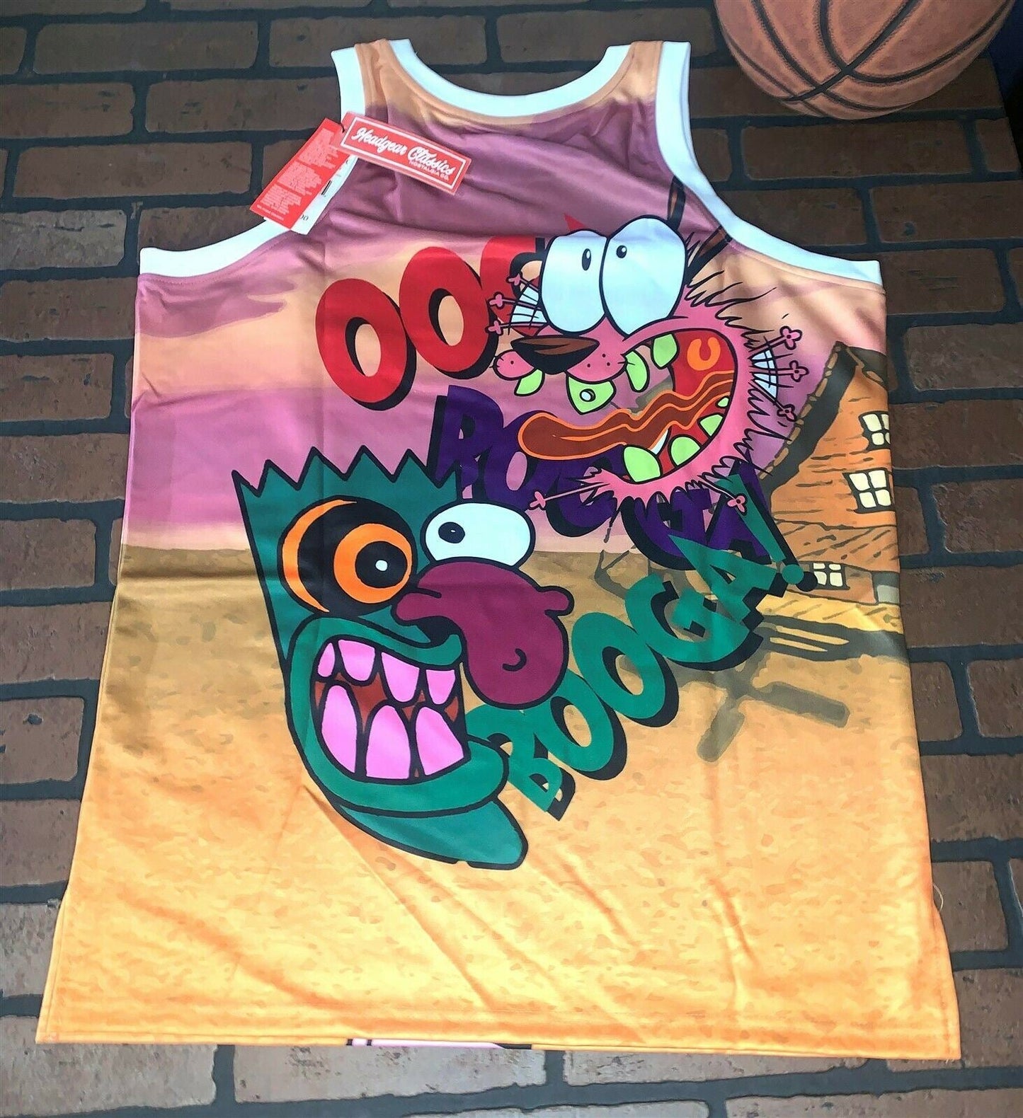 COURAGE COWARDLY DOG Headgear Classics Basketball Jersey ~Never Worn~ XL