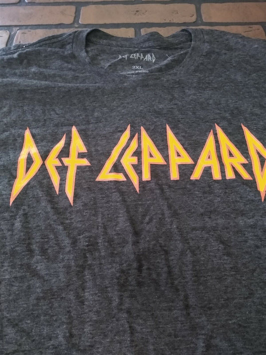 DEF LEPPARD - Retro Distressed Logo Combed Cotton Men's T-shirt ~Never Worn~ 2XL