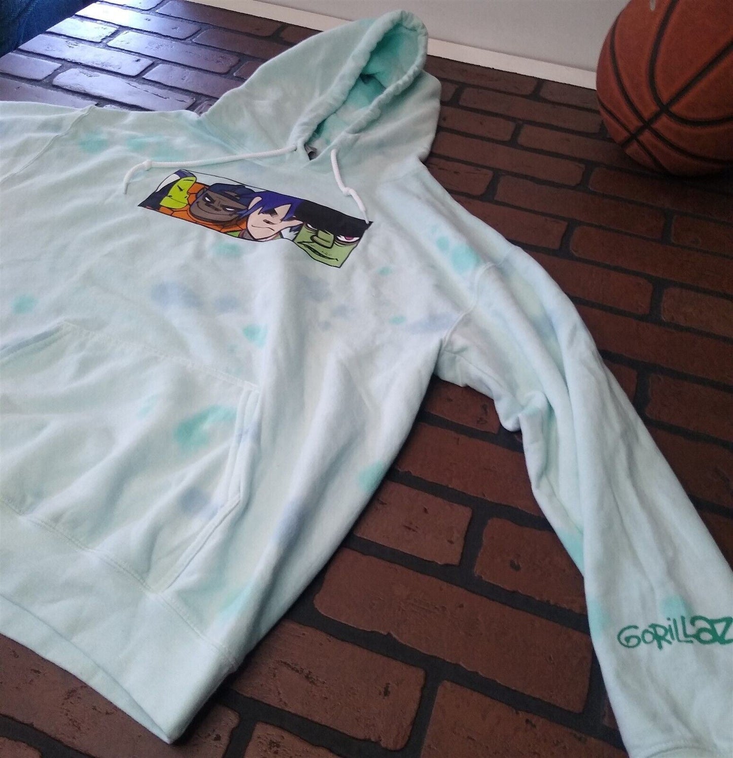 GORRILLAZ - Rare Printed Long Sleeve Pullover Hoodie ~NEVER WORN~ S M