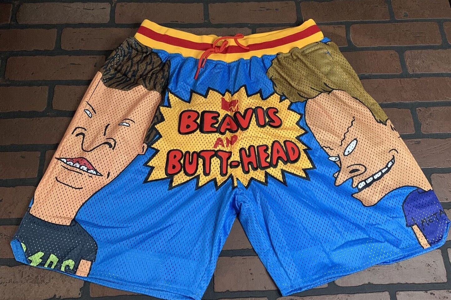 BEAVIS & BUTTHEAD Blue Headgear Classics Basketball Shorts ~Never Worn~ S XL