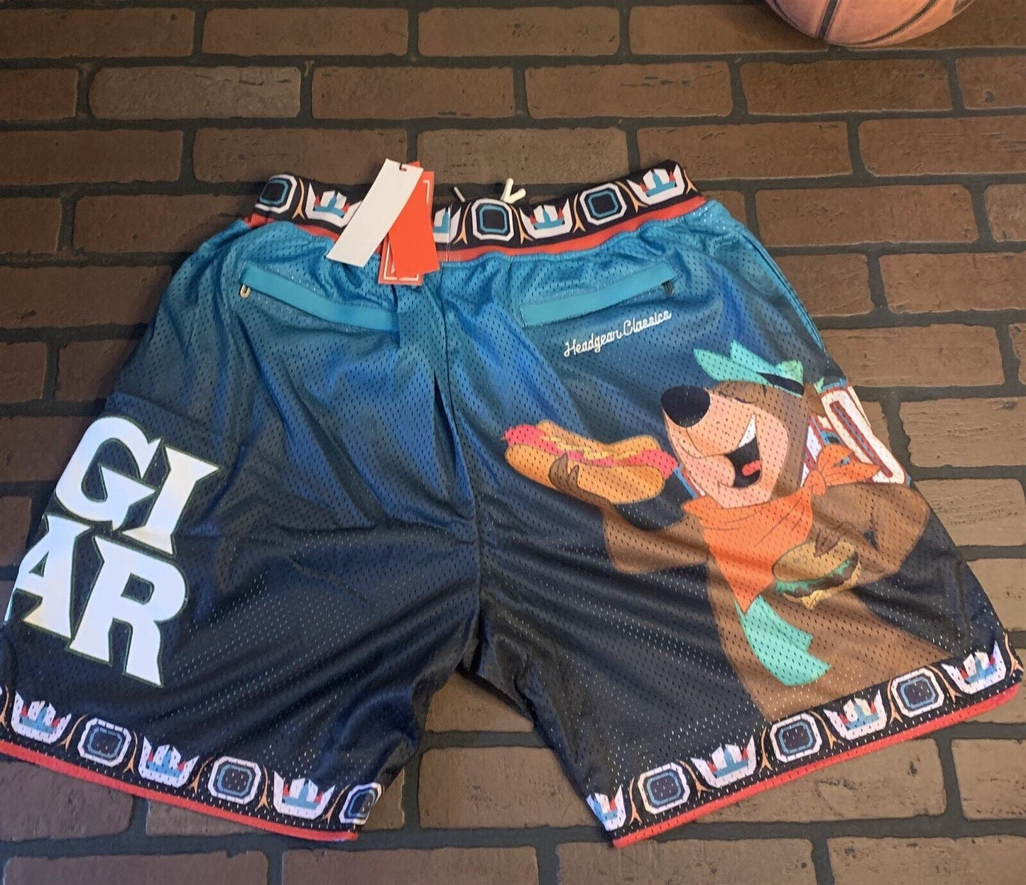 YOGI BEAR / TEAL-BLACK Headgear Classics Basketball Shorts ~Never Worn~ XL 2XL