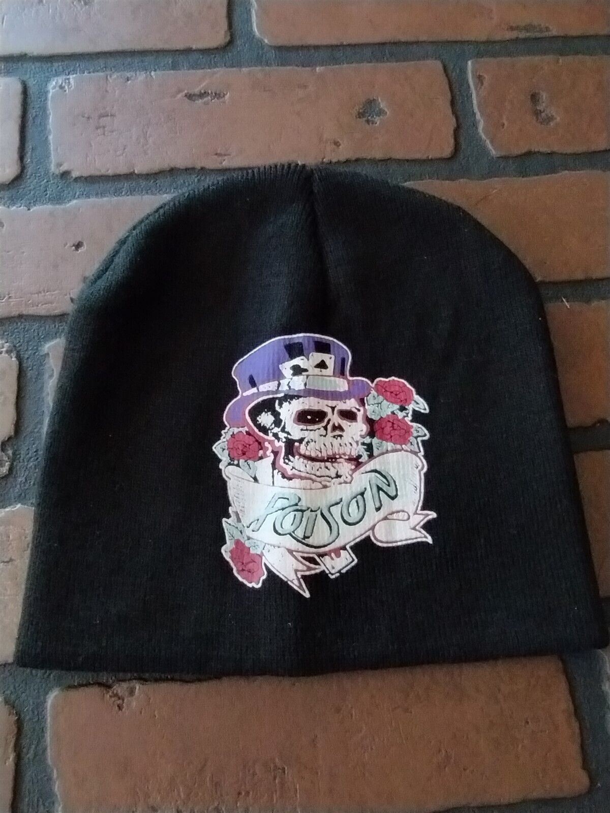POISON - Skull in Top Hat - Knit Beanie ~Brand New~