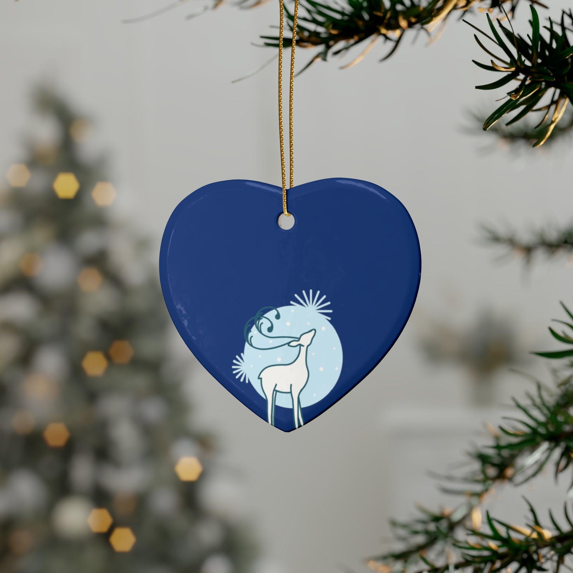 Blue Christmas Tree Reindeer Ceramic Ornaments (1pcs, 5pcs, 10pcs, 20pcs) - Lizard Vigilante