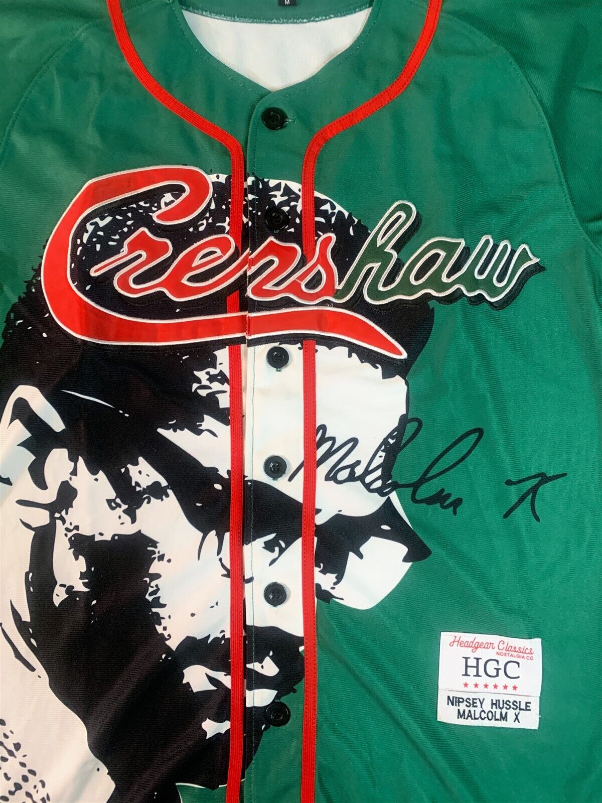 CRENSHAW / MALCOLM X Green Headgear Classics Baseball Jersey ~Never Worn~ M L XL 2XL