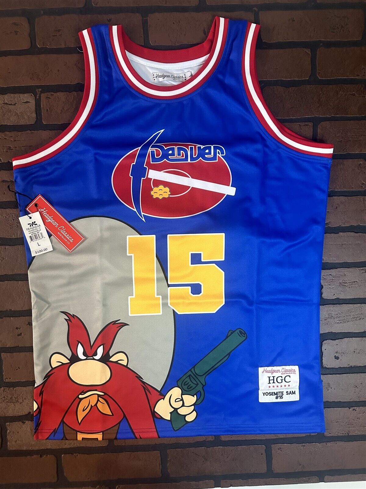 YOSEMITE SAM / DENVER Retro Headgear Classics Basketball Jersey ~Never Worn~ L