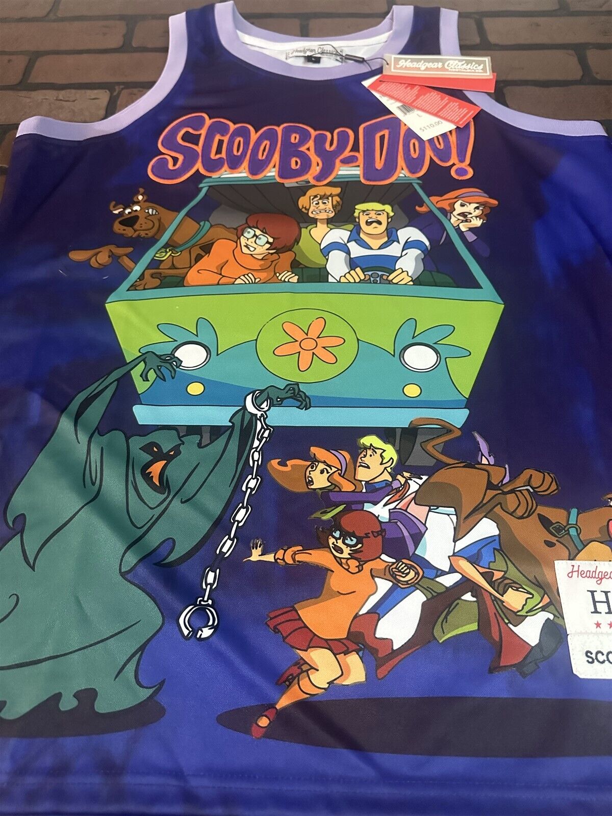 SCOOBY DOO & Mystery Machine Headgear Classics Basketball Jersey~Never Worn~L XL