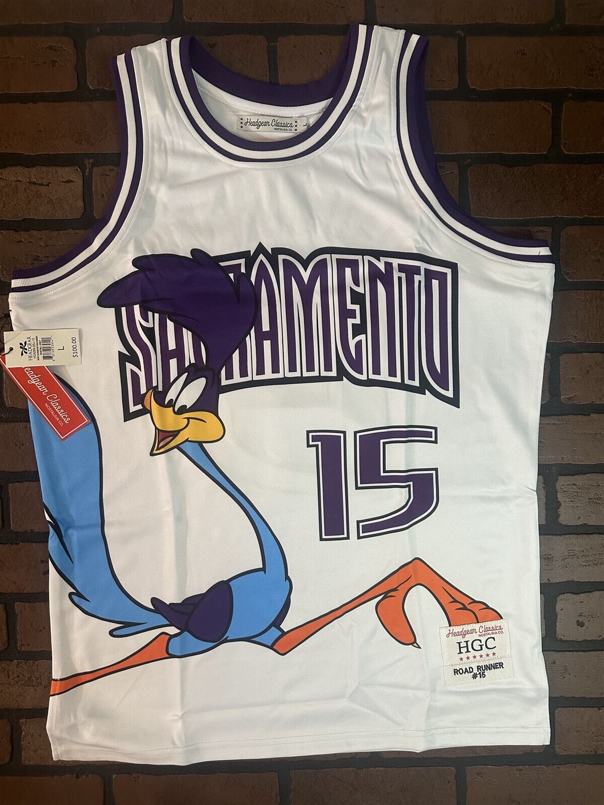 ROADRUNNER / SACRAMENTO White Headgear Classics Basketball Jersey ~Never Worn~ L