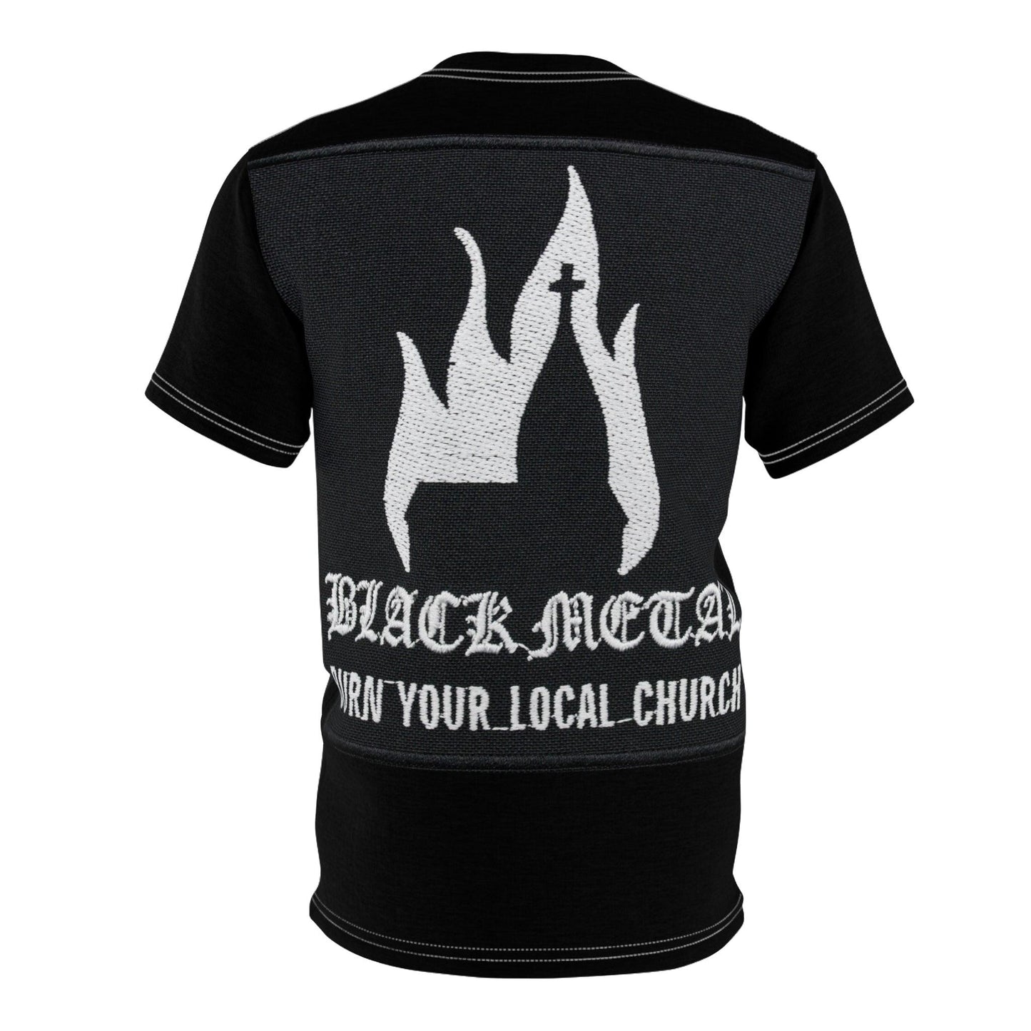 BLACK METAL Burn Your Local Church Unisex Tee - Premium All Over Prints from Printify - Just $49.95! Shop now at Lizard Vigilante