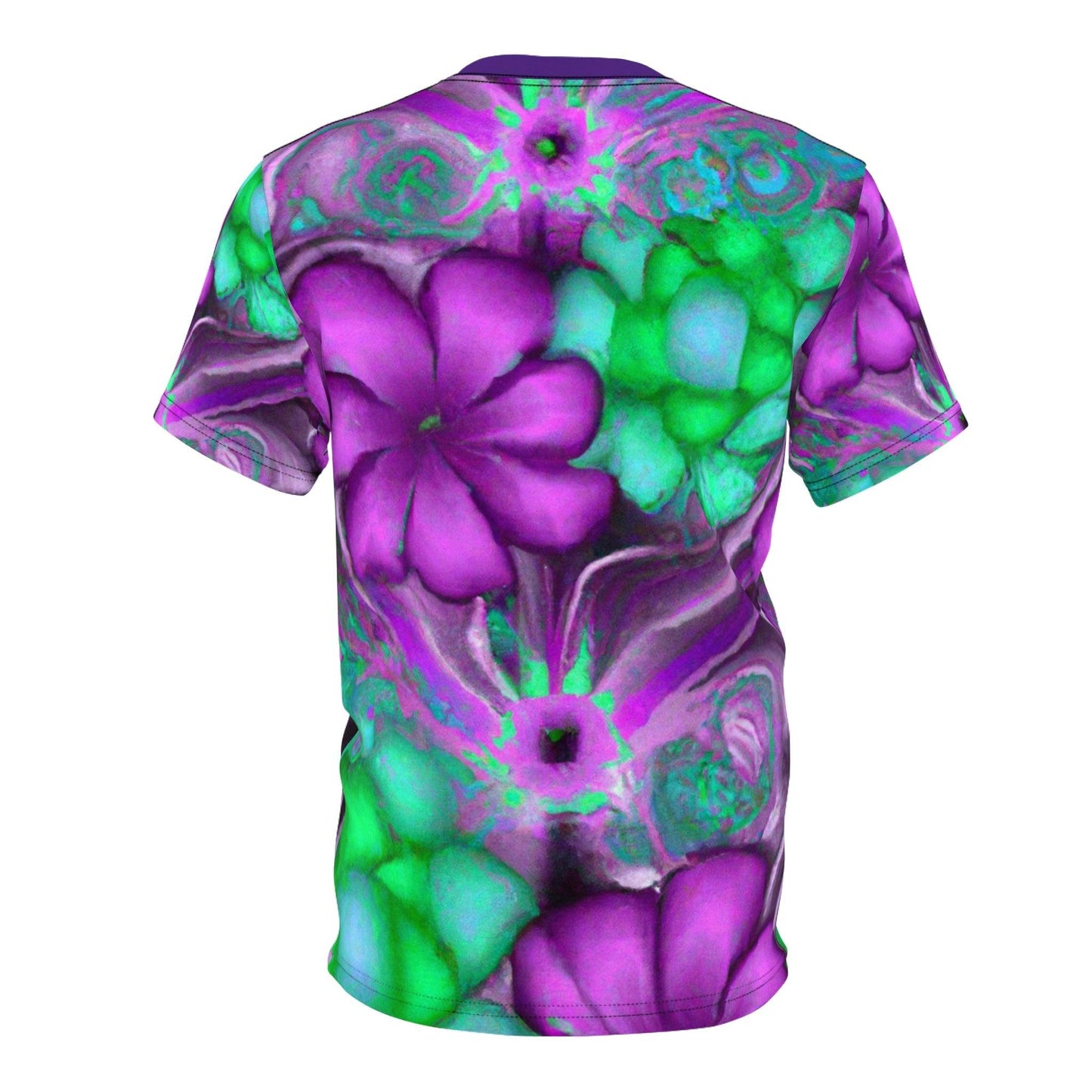 Purple & Green Flower Unisex Cut & Sew Tee (AOP) - Lizard Vigilante