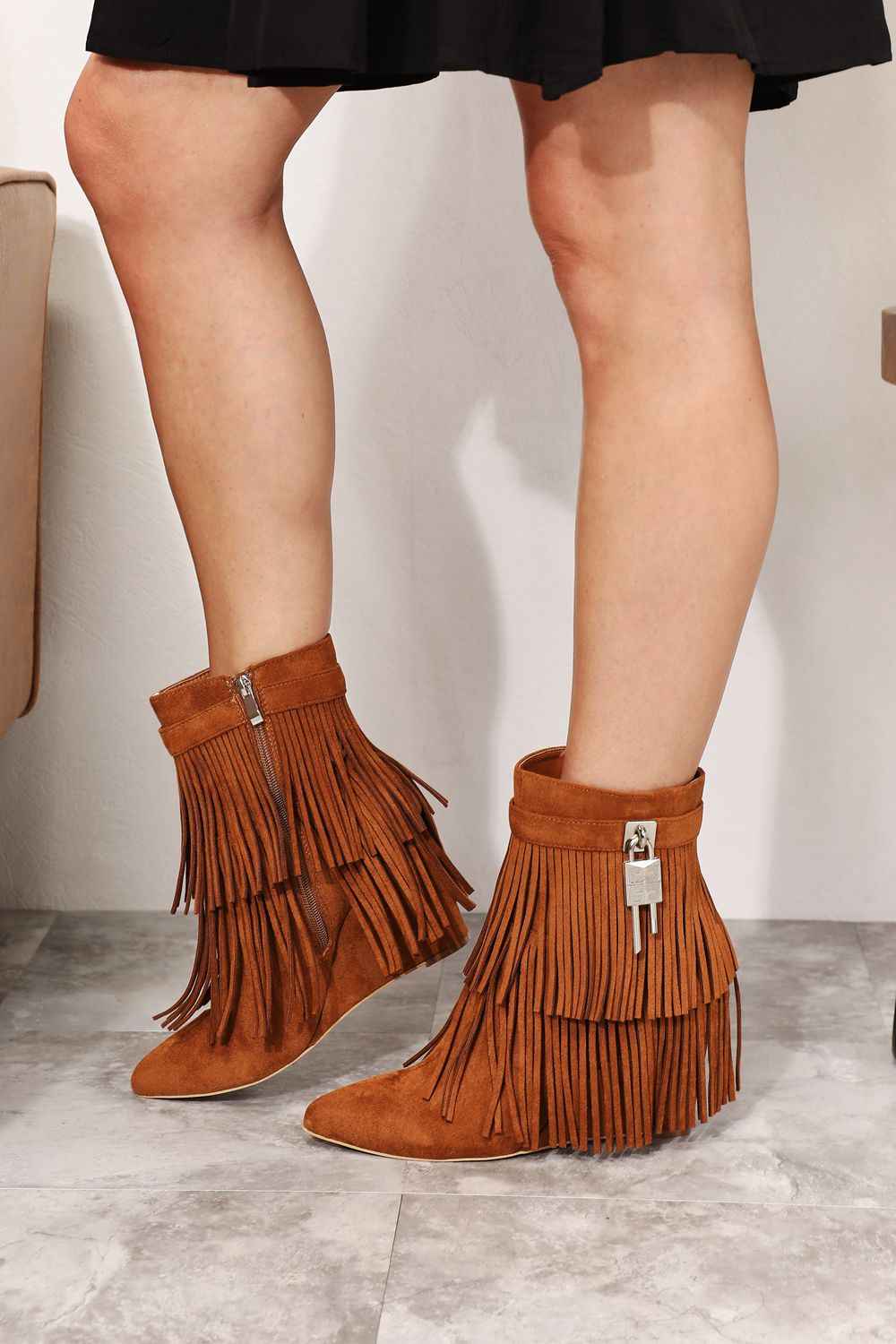 Women's Tassel Wedge : Heel Ankle Booties