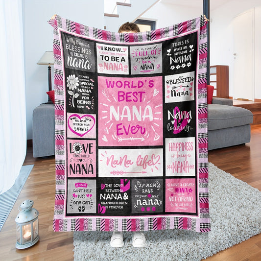 1PC Plush Flannel Blanket - Ultra Soft, Multi-Purpose, and Stylish for All Seasons - Perfect Gift for Nana, Family, and Friends, Machine Washable, Digital Printed Flowers Pattern, Contemporary Style