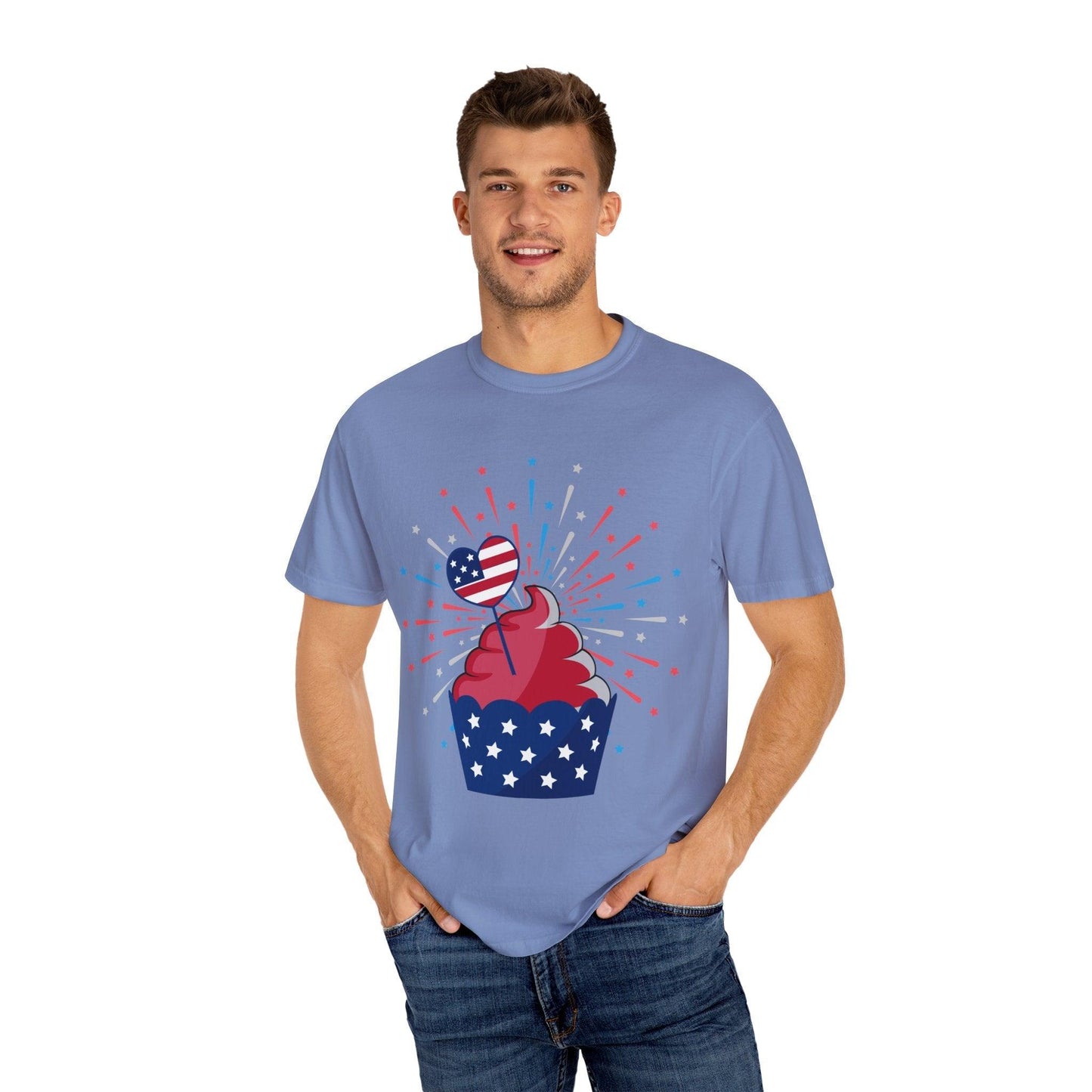 July 4th Cupcake Unisex Garment-Dyed T-shirt - Lizard Vigilante