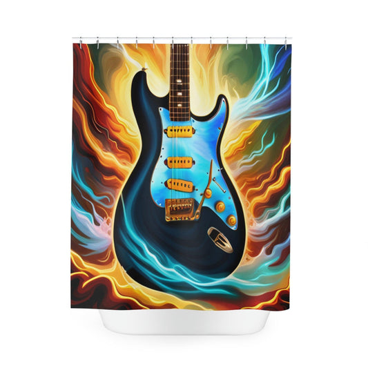 Electric Guitart Polyester Shower Curtain - Lizard Vigilante