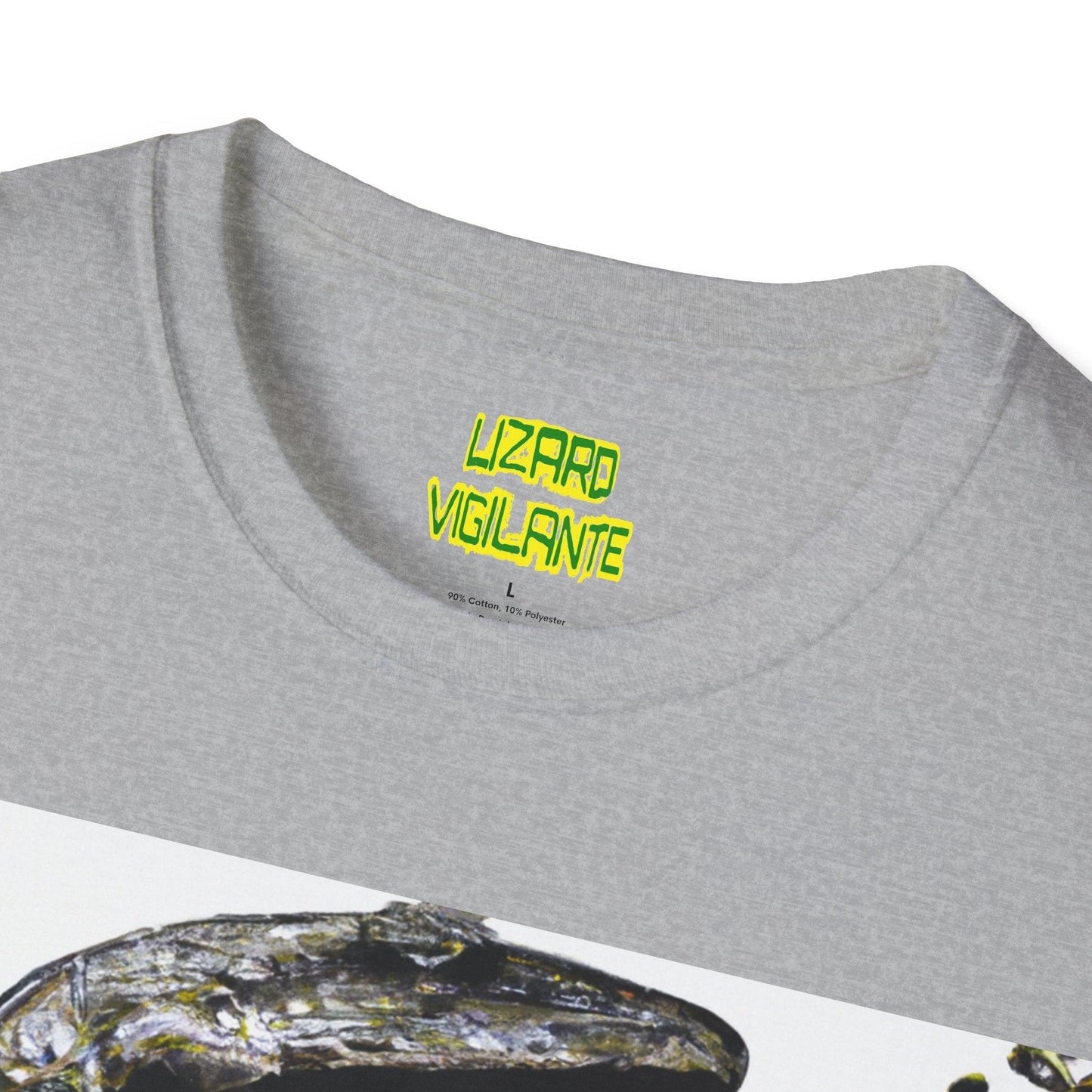 Lizard Vigilante Over Revolver Unisex Softstyle T-Shirt - Lizard Vigilante