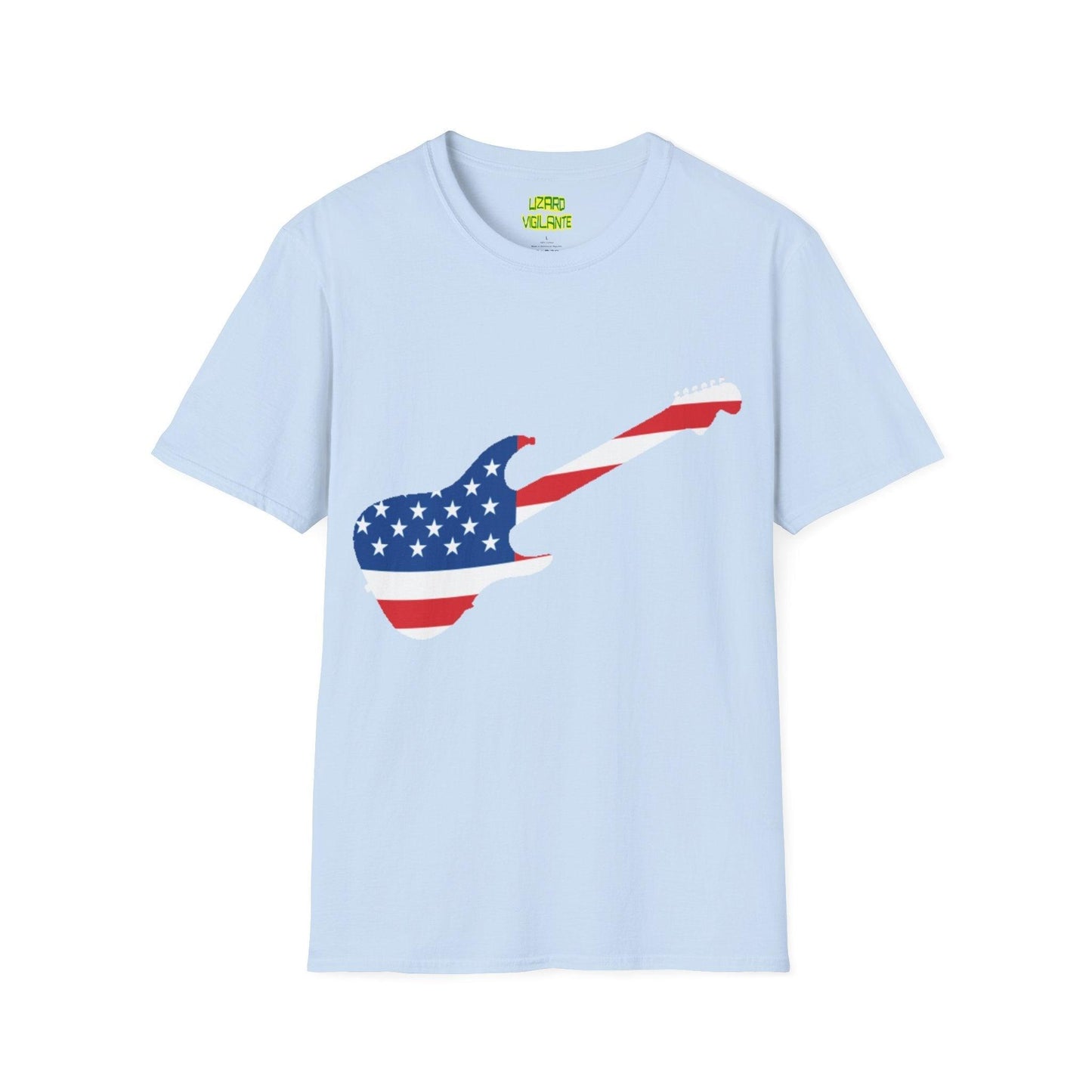 American Flag Electric Guitar Unisex Softstyle T-Shirt - Lizard Vigilante