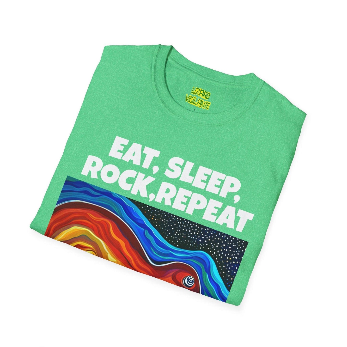 Eat, Sleep, Rock, Repeat Unisex Softstyle T-Shirt - Lizard Vigilante