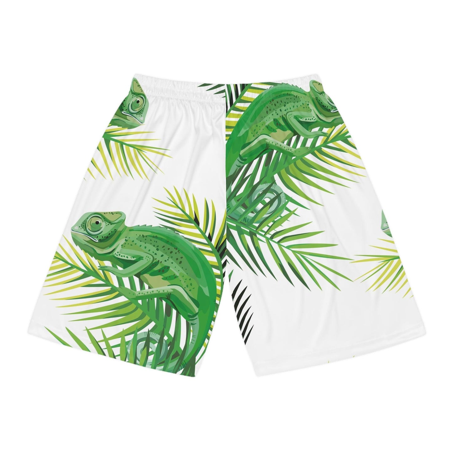 Chameleons on Banana Leaves Basketball Shorts - Lizard Vigilante