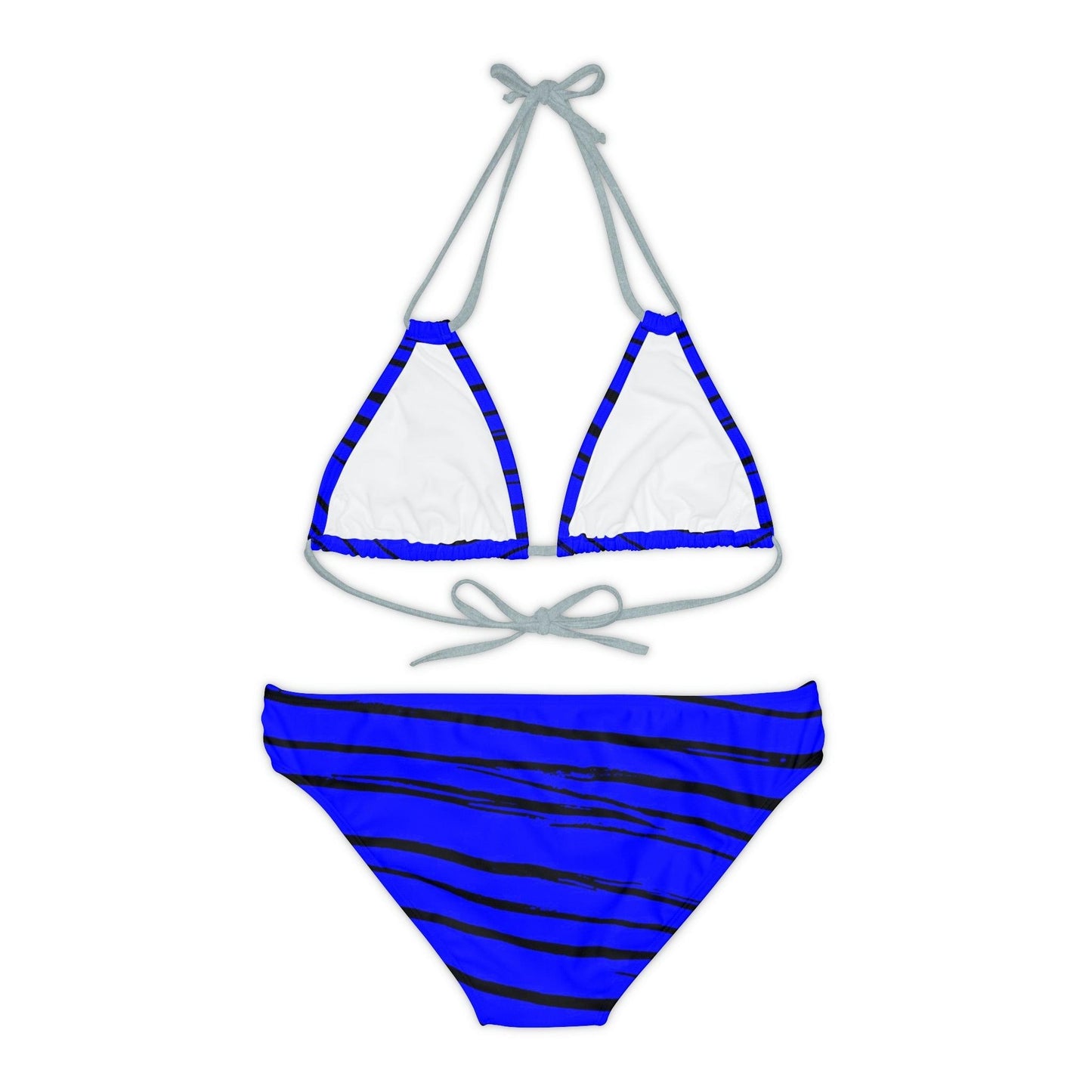 Black & Blue Strips Strappy Bikini Set - Lizard Vigilante