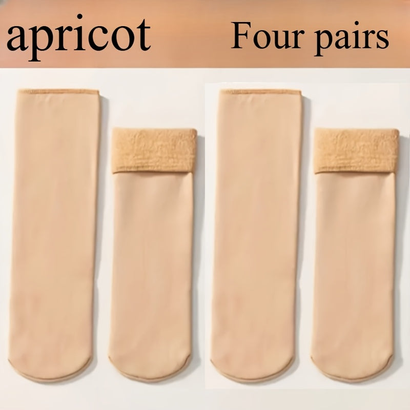 4 Pairs Snow Socks With Plush Lined, Thickened Warm Floor Socks, Winter Cold Cold Warm Socks