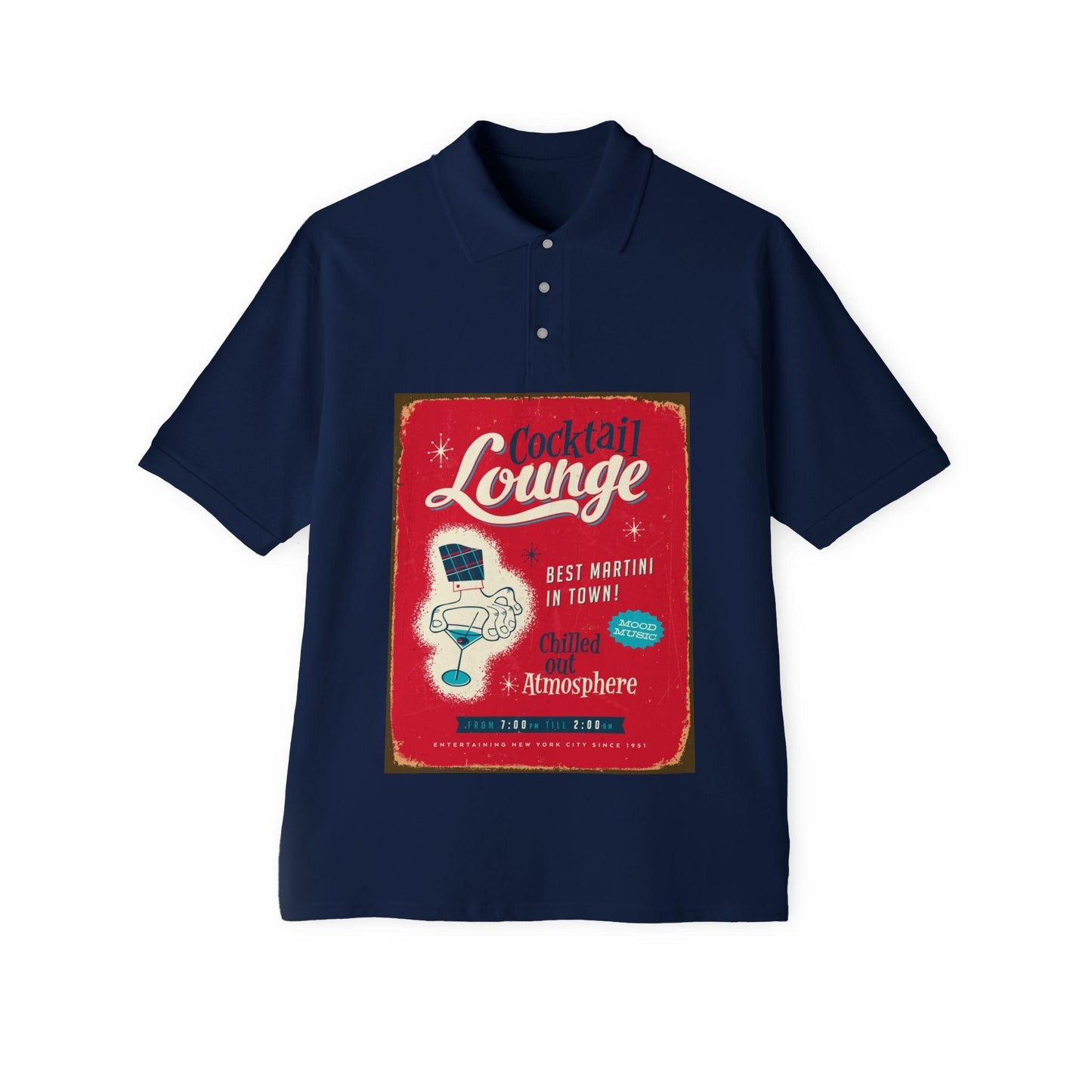 Cocktail Lounge Men's Piqué Polo - Premium T-Shirt from Printify - Just $32.99! Shop now at Lizard Vigilante