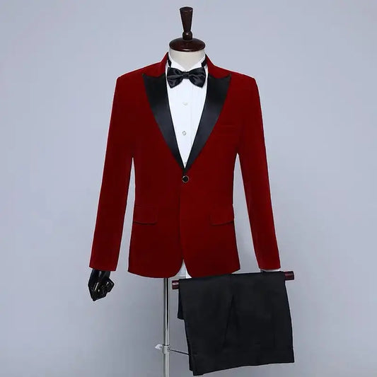 Men's Stage Performance Suit Velvet Jacket