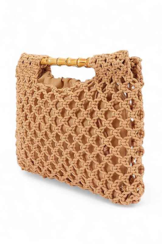 Crochet Bamboo Handle Summer Clutch
