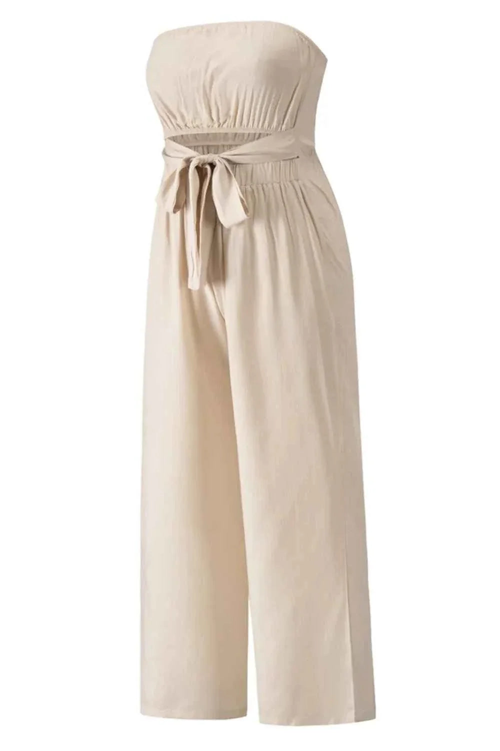 Tied Cutout Tube : Wide Leg Jumpsuit