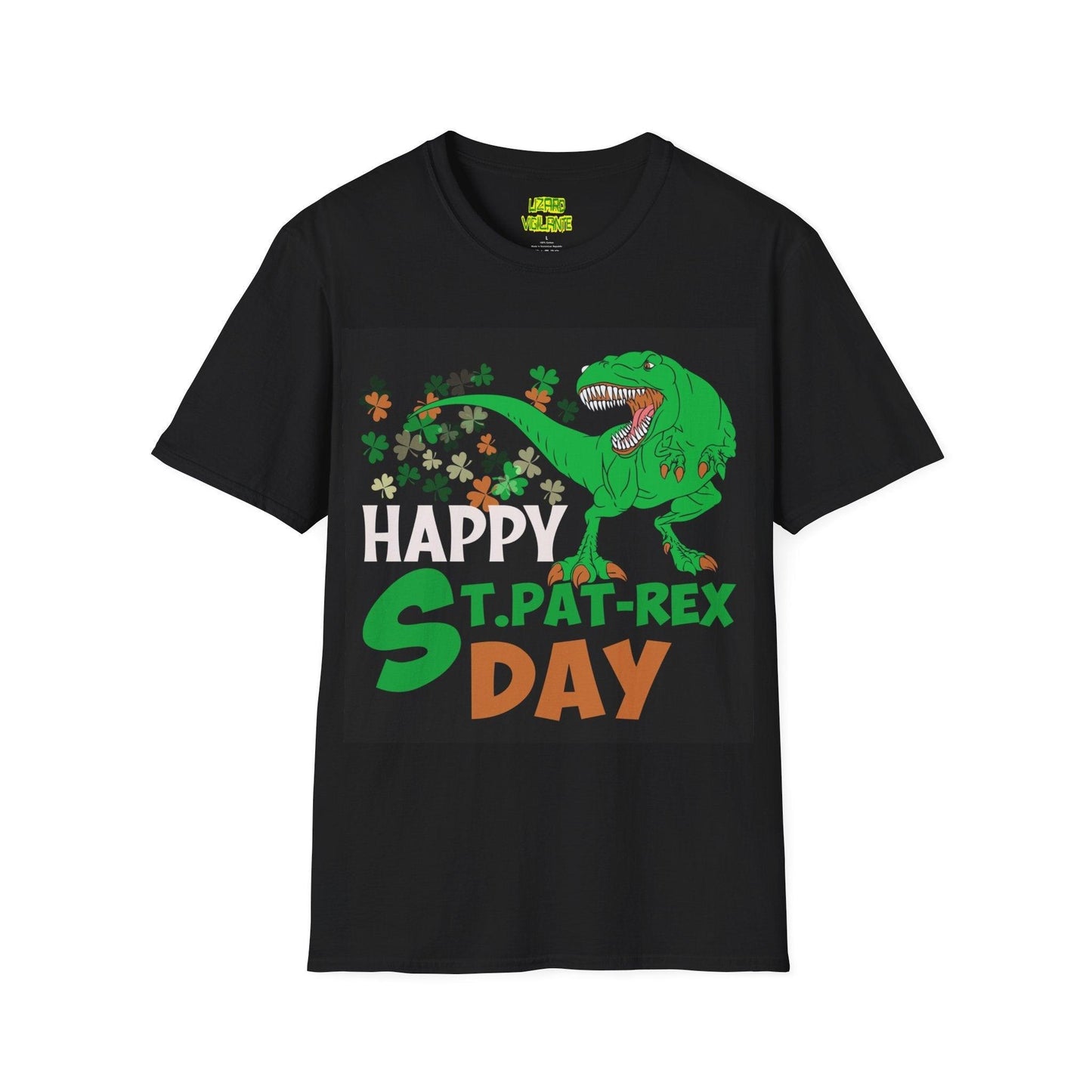 Happy St. Pat-Rex Day T-Rex Dinosaur Unisex Softstyle T-Shirt - Lizard Vigilante