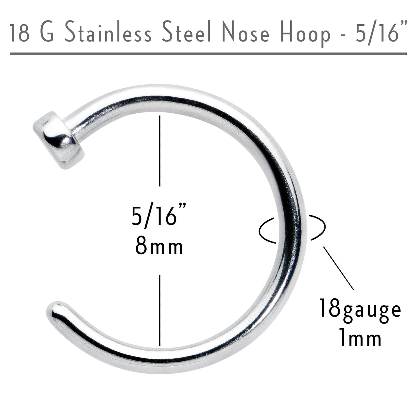 18G 5/16 Stainless Steel Nose Hoop