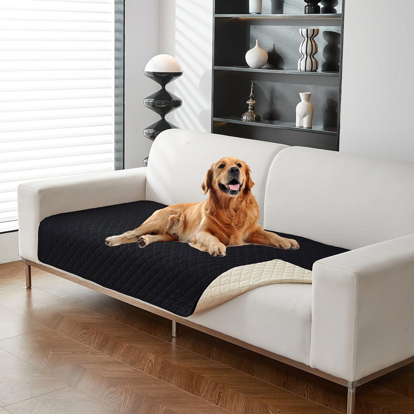 1pc Waterproof Solid Color Plaid Non-Slip Pet Sofa Cover, Machine Washable Blanket for All Season Protection, Suitable for Cats, Dogs, and Small Animals