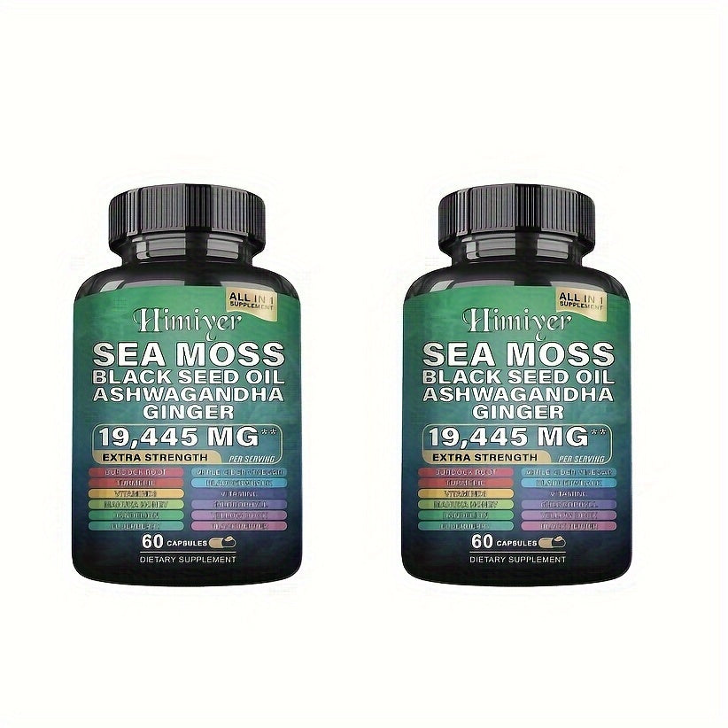 Sports Health Energy Pack, Shilajit And Seamoss Ginger South African Drunken Eggplant Capsule, Sea Moss 7000 Mg, Black Seed Oil 4000 Mg, Ashwagandha 2000 Mg, Ginger And Shilajit 9000 Mg, Rhodiola Rosea 1000 Mg, 19445mg+15250m - Premium  from Lizard Vigilante - Just $10.99! Shop now at Lizard Vigilante