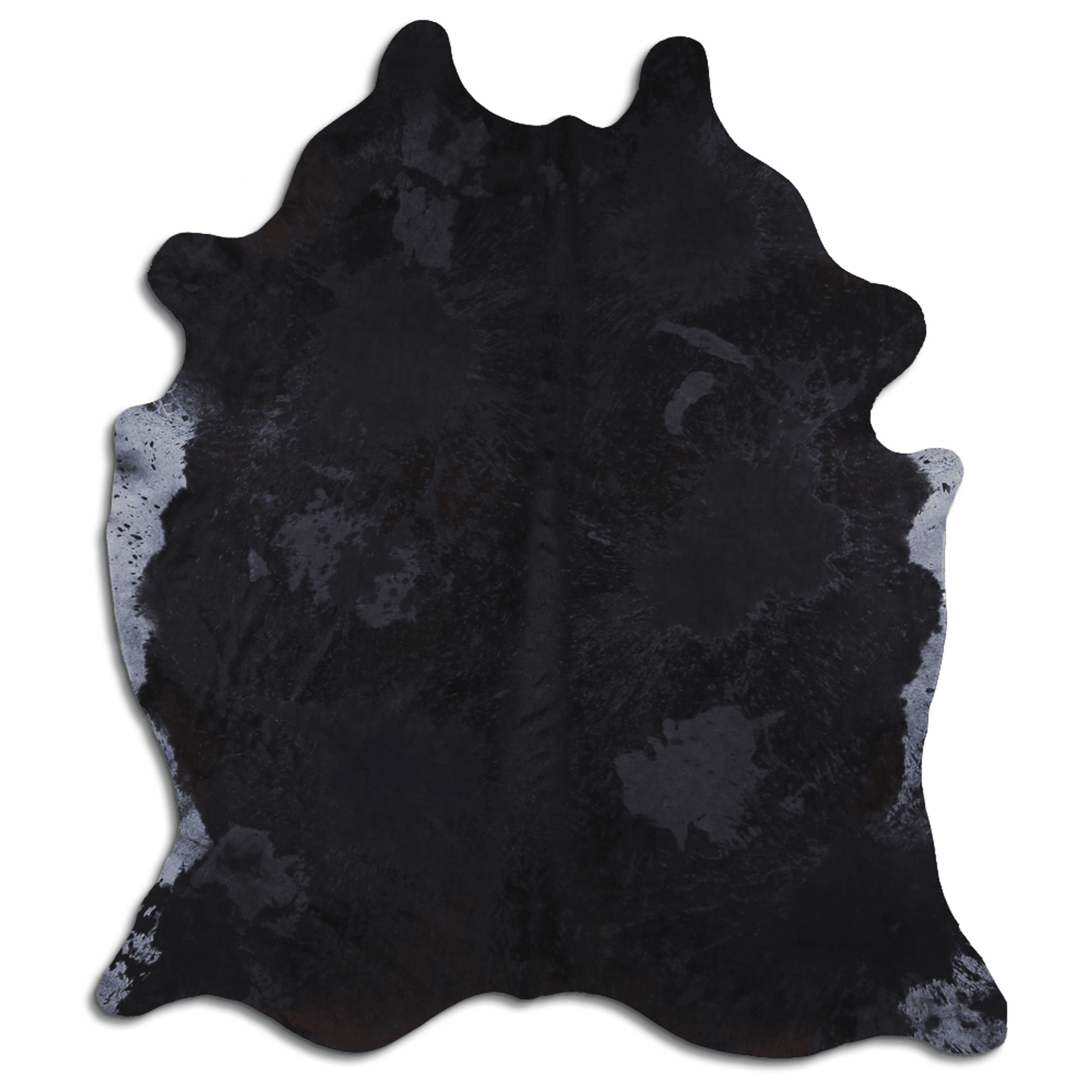 Acid Washed Distressed Black Cowhide Area Rug