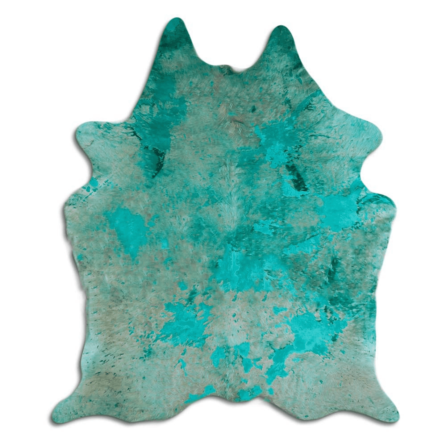 Distressed Emerald Green Acid Washed Cowhide Area Rug