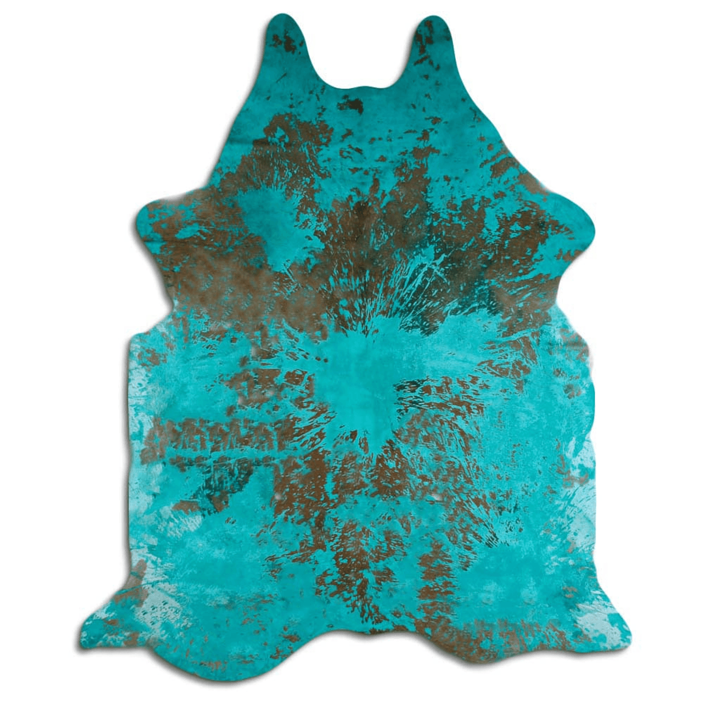 Distressed Emerald Green Acid Washed Cowhide Area Rug