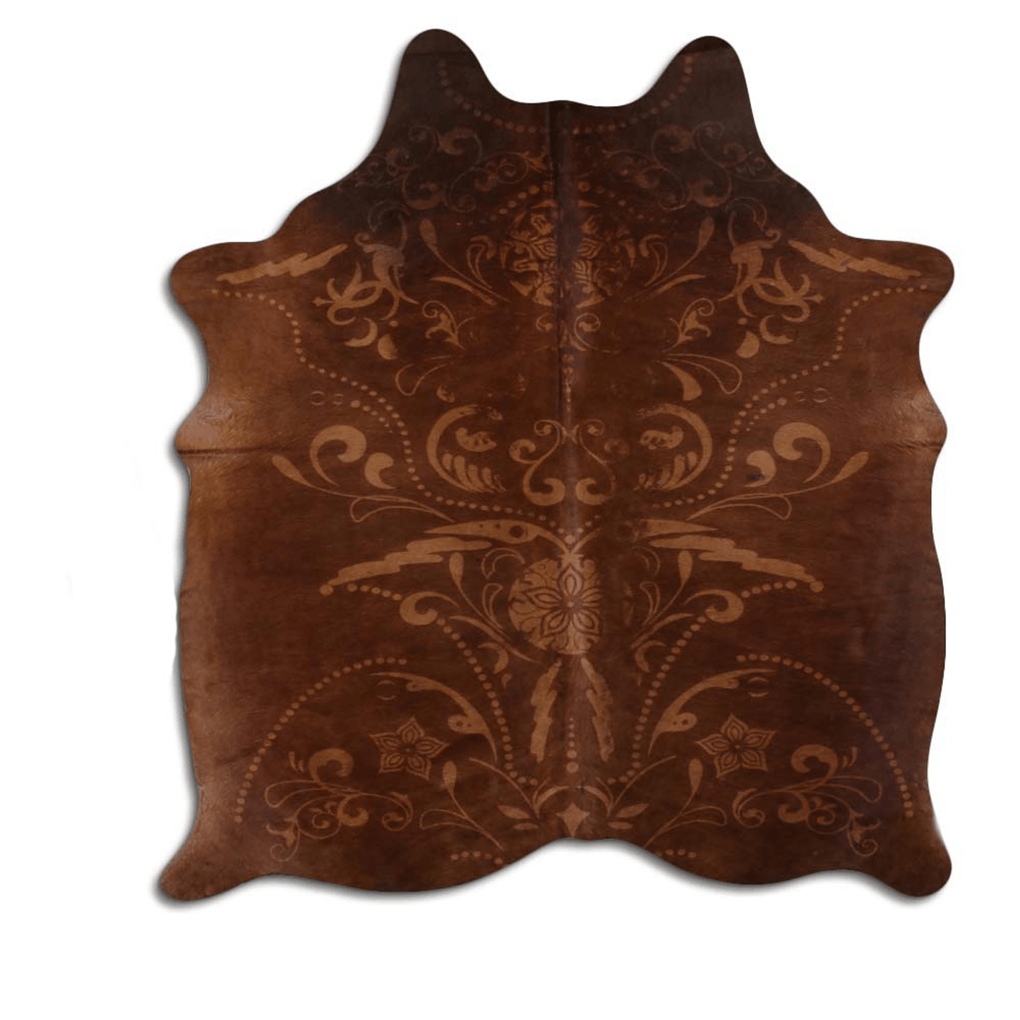 Baroque Beige On Brown Cowhide Area Rug